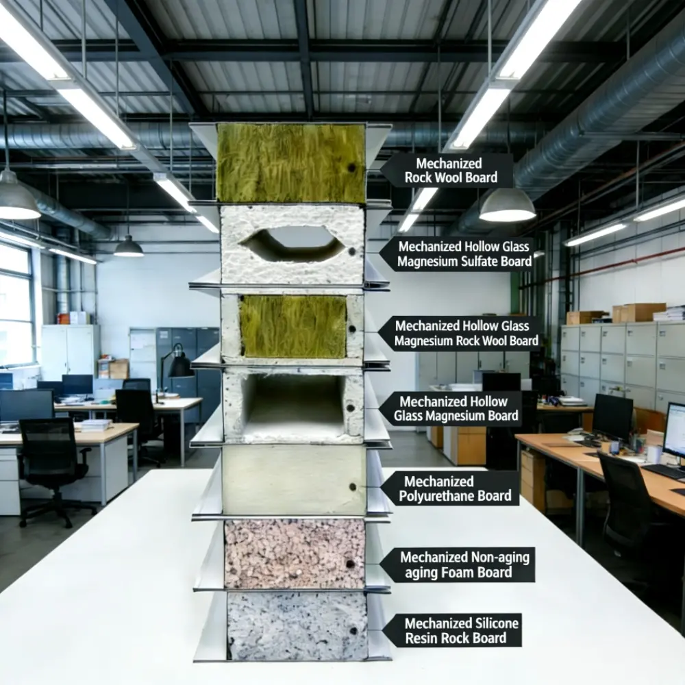 วัสดุผนังกันไฟความหนาแน่นสูง แผ่นฉนวน แผ่นผนังภายนอก แผ่นแซนด์วิชใยหิน